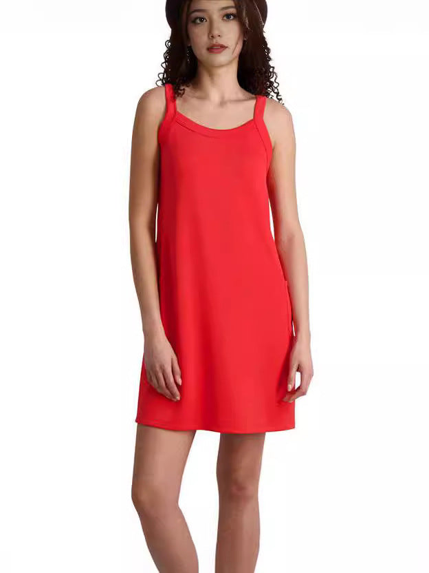 Variant image for Kvinna Klänning Spaghetti Bärare U-ringning Polyester Kort Kjol-6