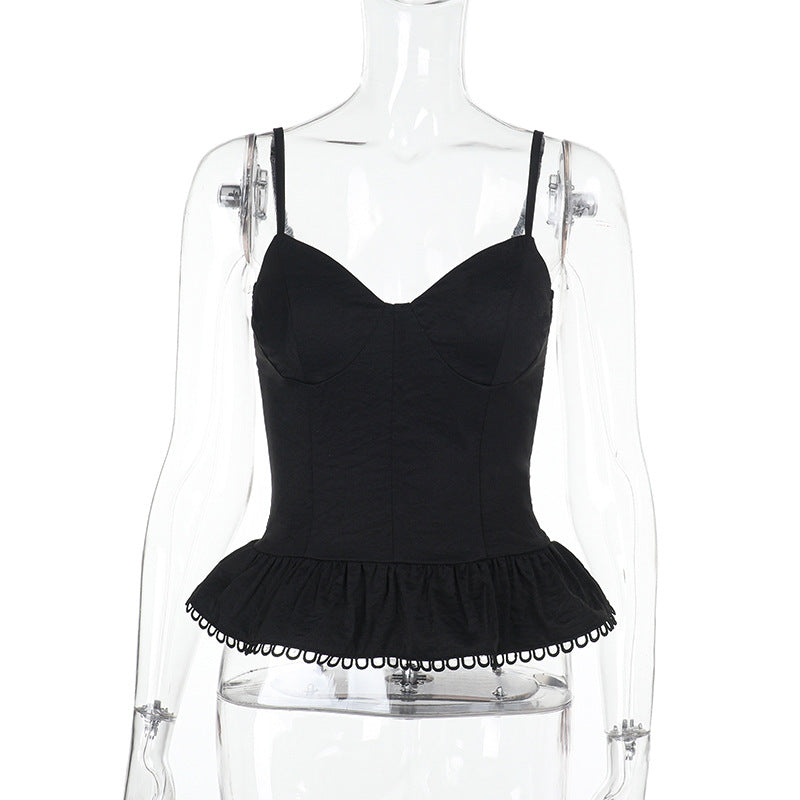 Variant image for Kvinnors Bustier Topp Voluminös Ruffle Andningsbart Material-6