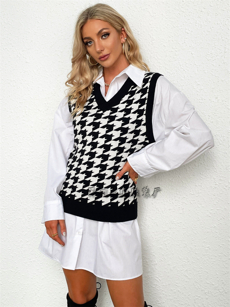 Variant image for Dam Blommig Stickad Väst Mjuk Akryl Polyester-5