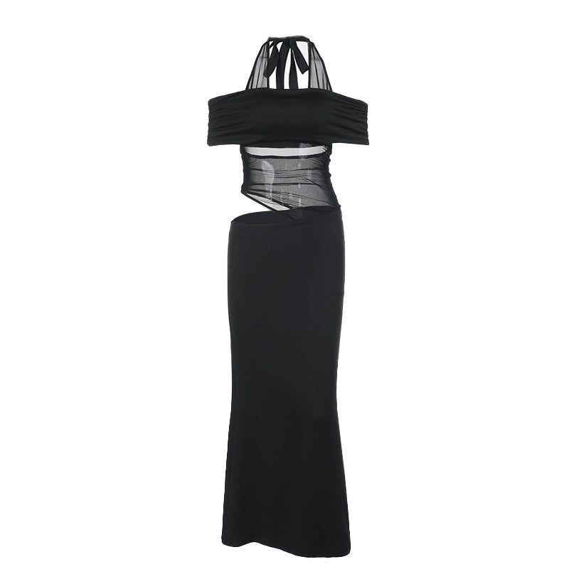Dam Cocktailklänning Axelfri Nätverksdesign Stretchig Polyester För Bröllop 6