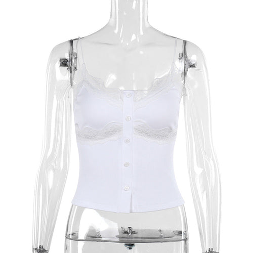 Kvinnors Festtopp med Knappstängning och Justerbara Spaghettirem – Elegant Cami Topp i Polyester för Fest och Vardag 1