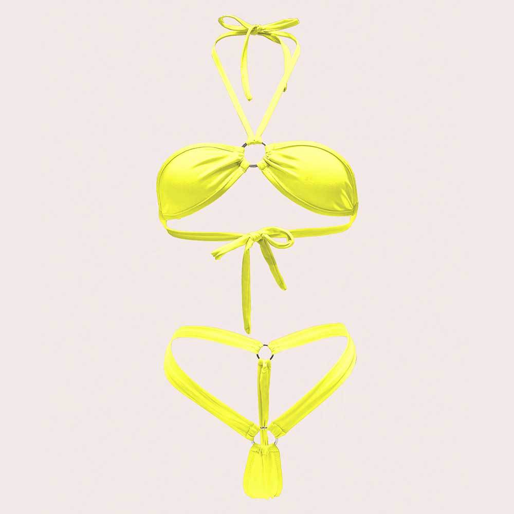 Variant image for Kvinnors Bikiniuppsättning Triangel Topp V-formad Botten Mjukt Elastiskt Tyg-4