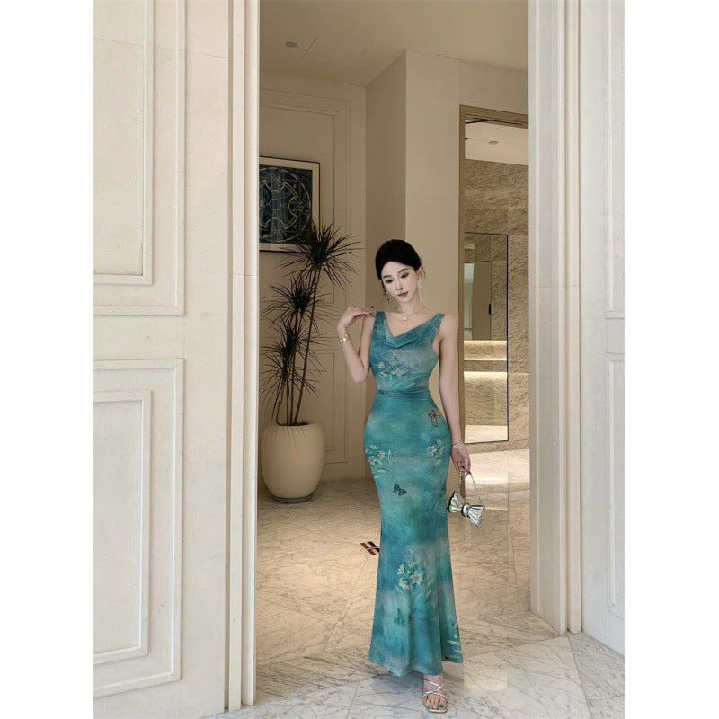 Dam Maxiklänning Halterneck Mesh Polyester Elegant-4