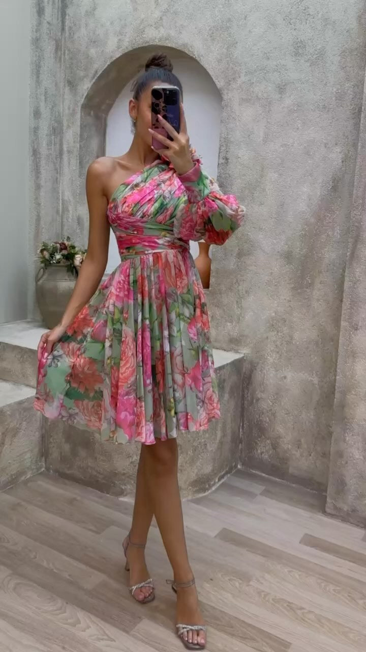 Dam Lång Kjol Asymmetrisk Chiffon Mid-Längd Elegant-1