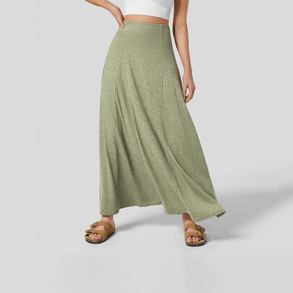 Dam Midi Kjol Draperad Stickad-2