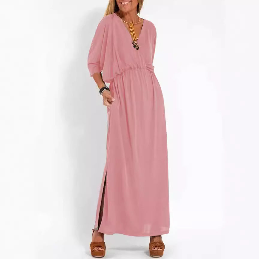 Kvinnors Kort Klänning Hög Midja Silke-6