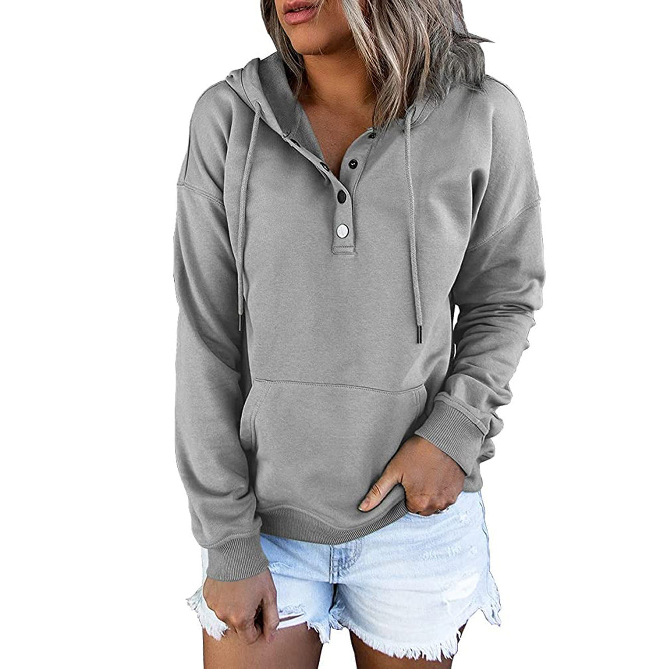 Variant image for Dam Lång Hoodie Avslappnad Färgblock 100% Bomull-7