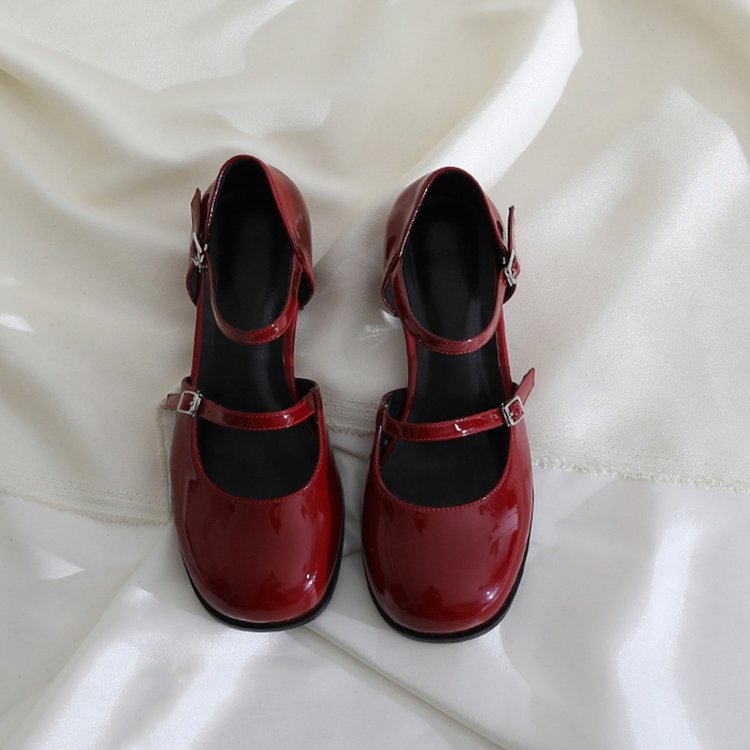 Dam Skor Mary Jane Med Blockklack och Dekorativa Remmar Syntetmaterial 8