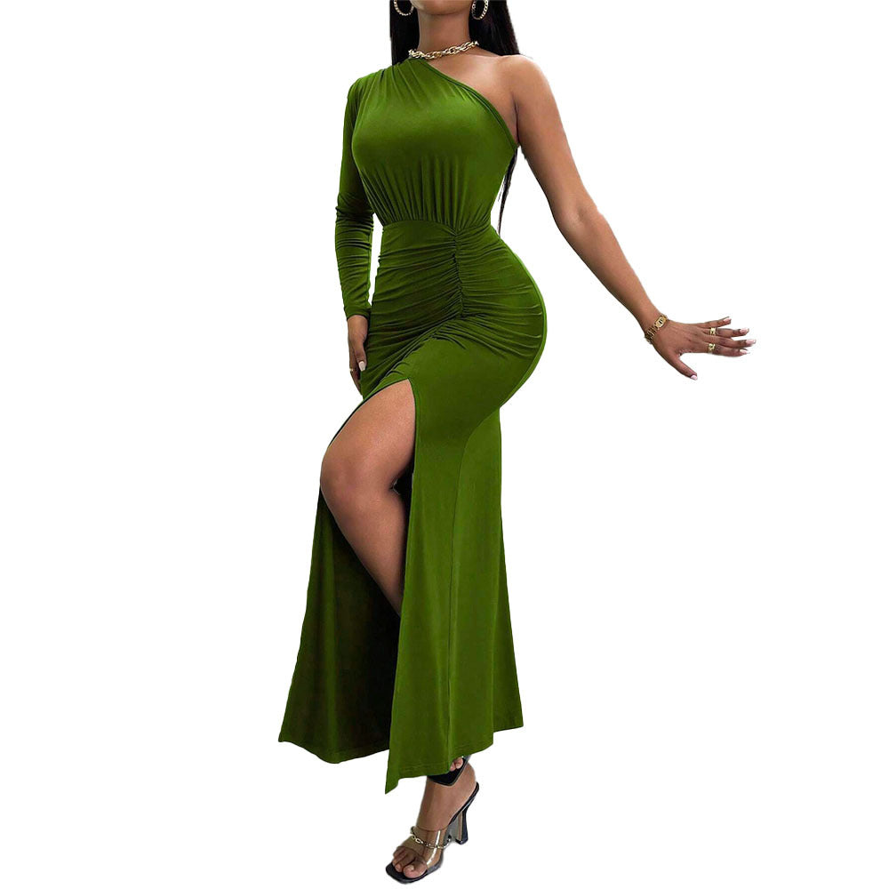Dam Maxiklänning Asymmetrisk Halsringning Polyester Elegant 6