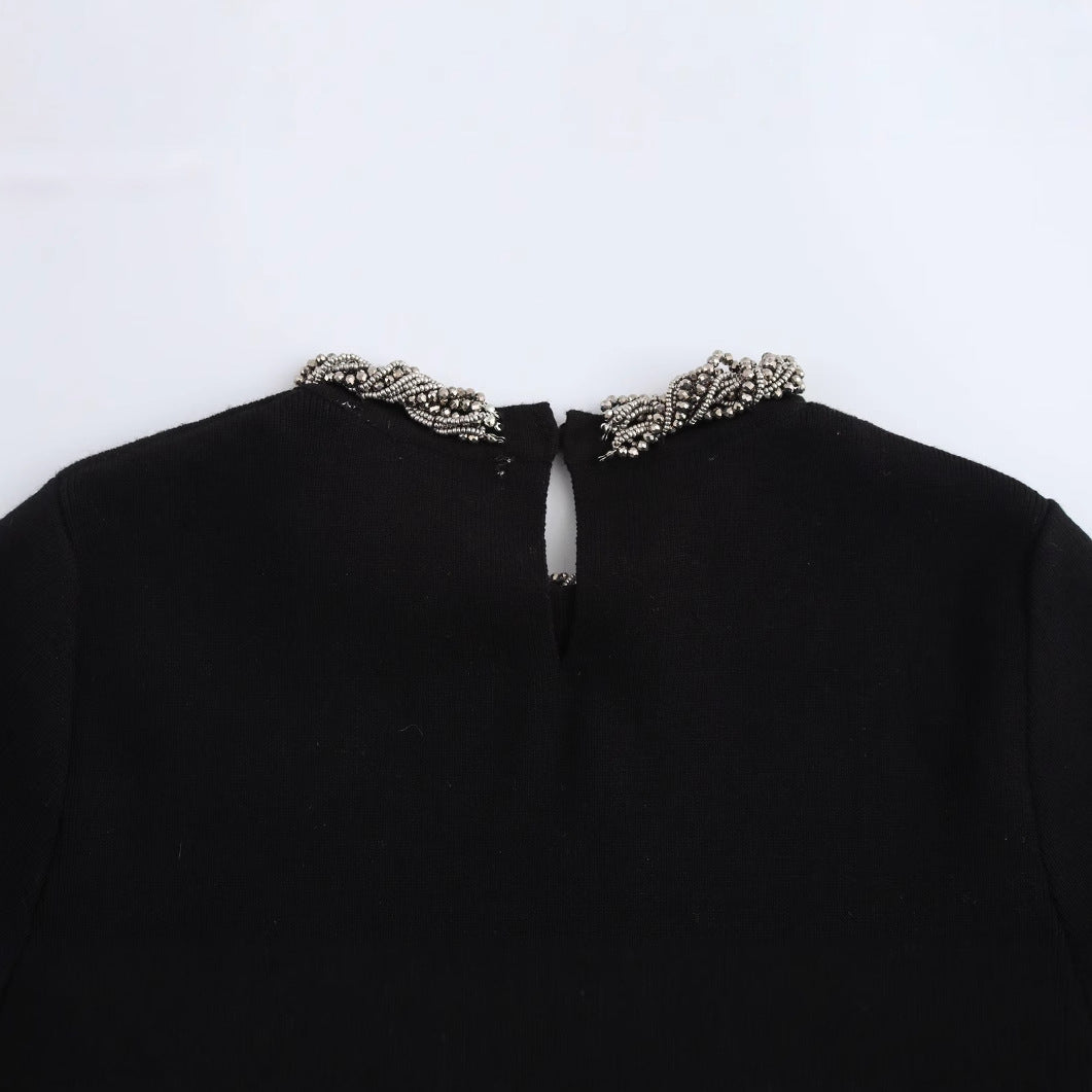 Dam Stickad Tröja med Kedjedekoration och Fickor i Mjuk Kvalitet 4