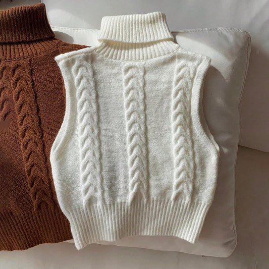 Stickad Dam Tröja med Hög Krage - Mjuk Bomull och FlÀtat Mönster, Tidlös och MÄngsidig, Perfekt för Kalla Dagar 1