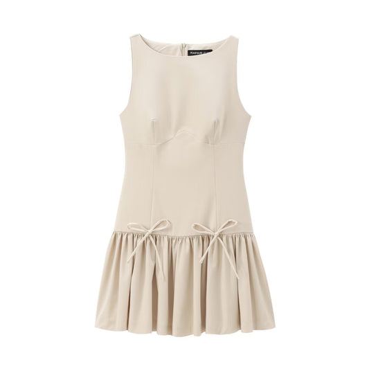 Fina Dam Klänningar A-Line Polyester Rund Halsringning-1