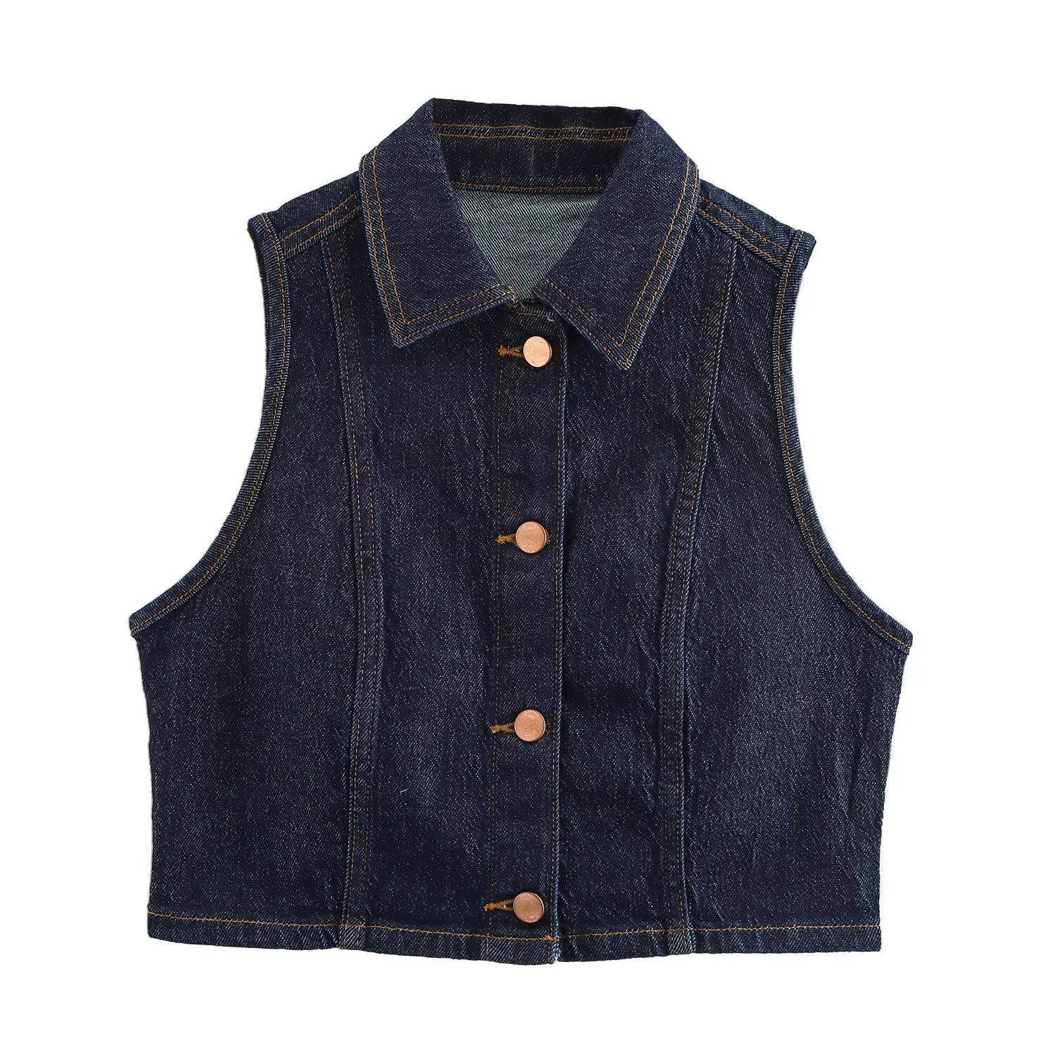 Variant image for Damens Tre-delars Set Färgblockering Patchwork Denim-1