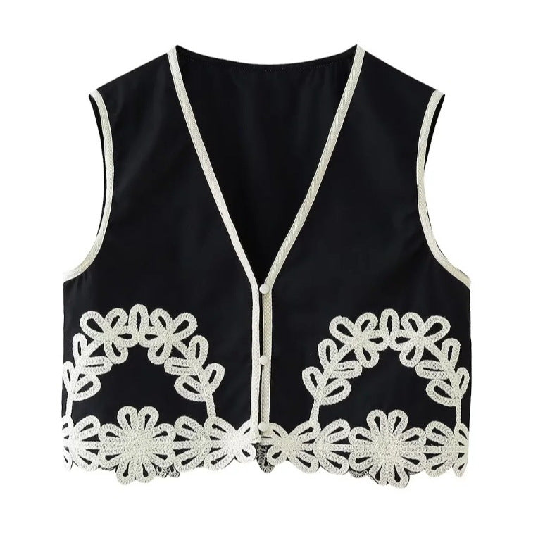 Kvinnor Palazzo-byxor Blommiga Detaljer Luftigt Tyg-4