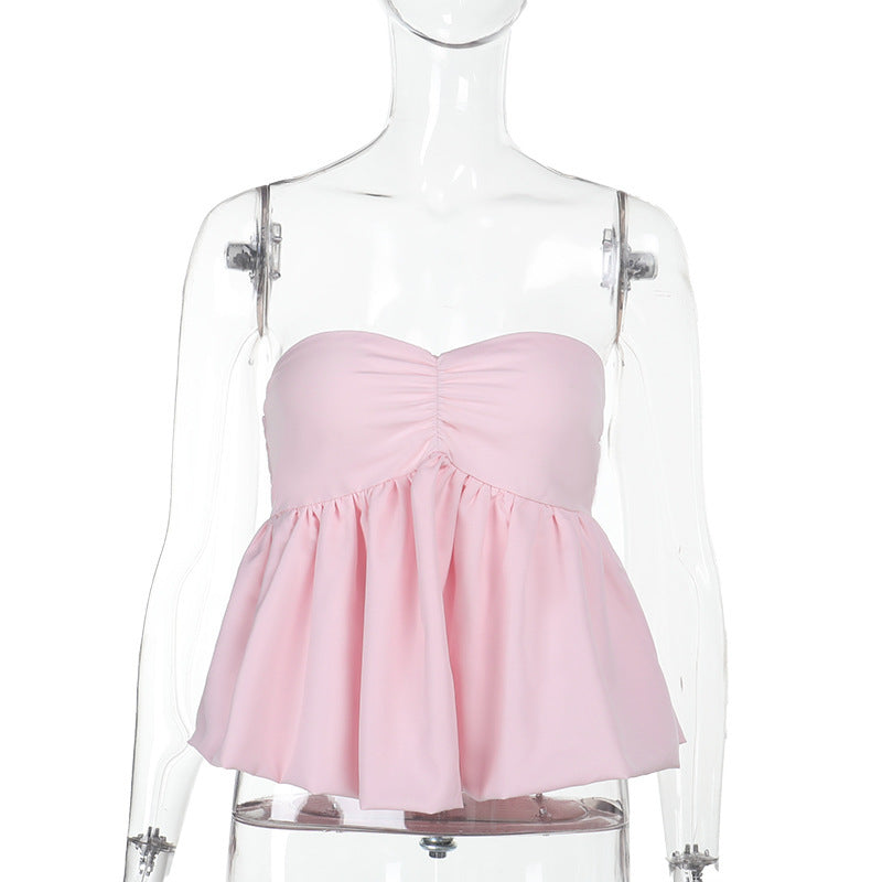 Kvinnors Bustier Topp med Flik Detalj Lätt Material 7