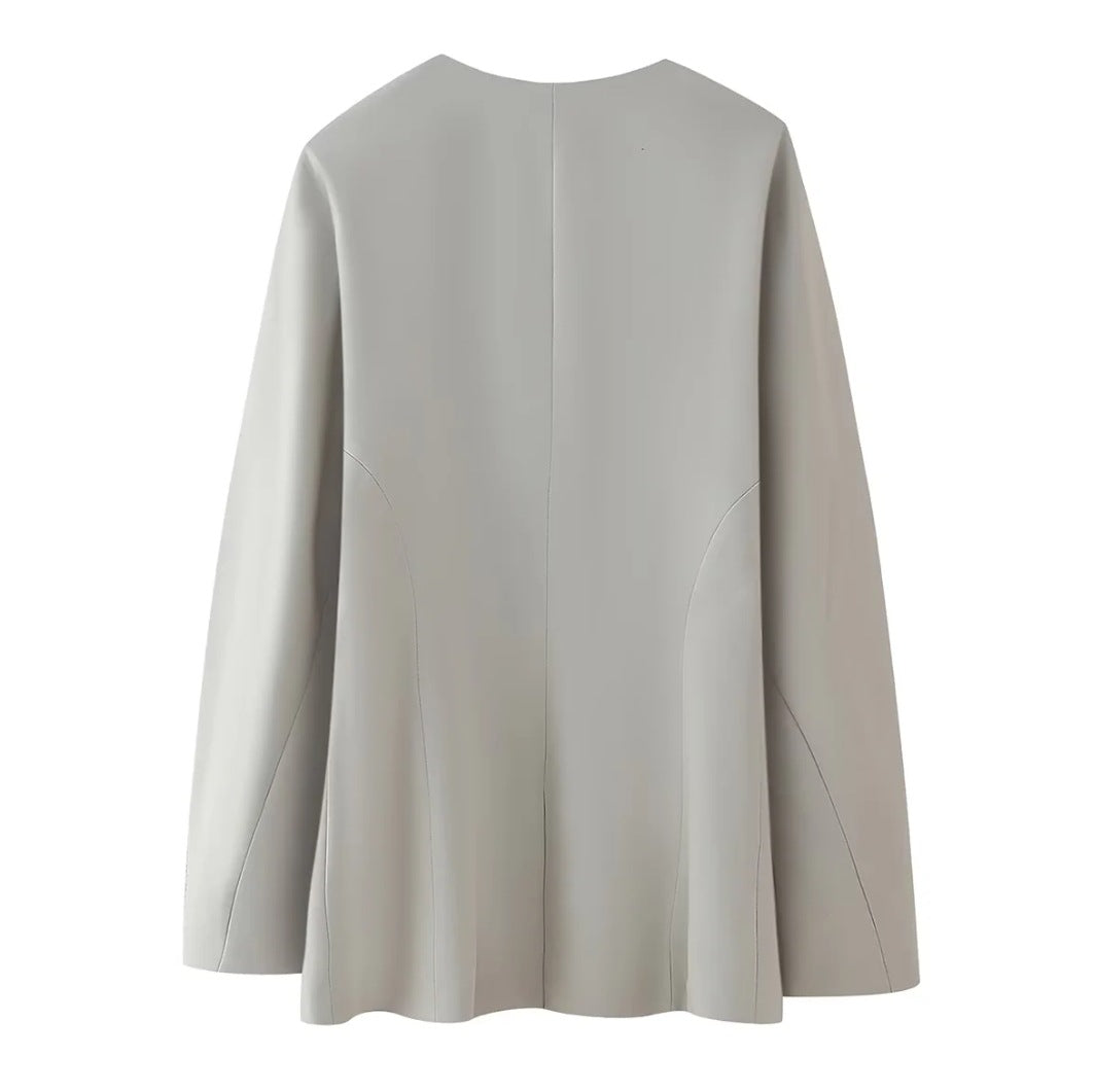 Kvinnors Blazerjacka Voluminösa Ärmar Högkvalitativt Material-4