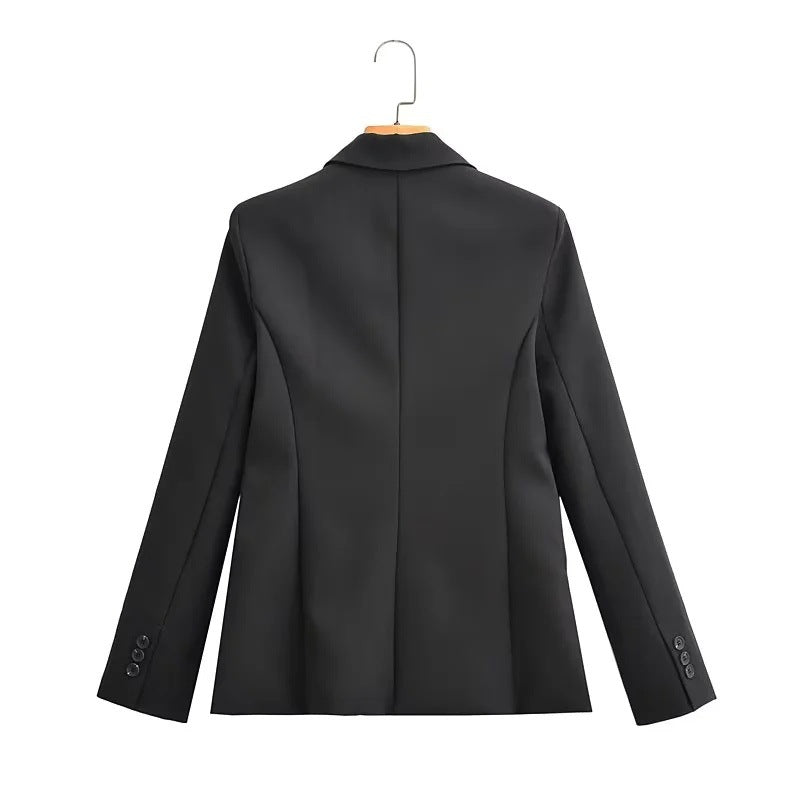 Dam Blazer Modern Snitt Skräddarsydd Polyester med Sidofickor 2