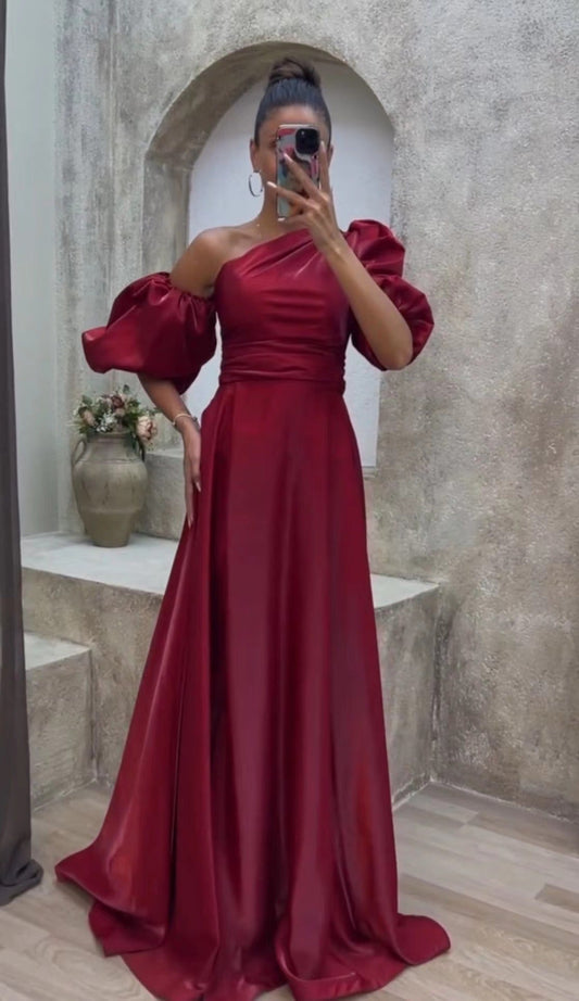 Dam Aftonklänning Lång Asymmetrisk Chiffon-1