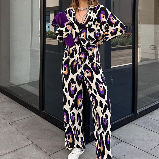 Kvinnors Byxdress Hög Midja Bred Byxa Polyester-1