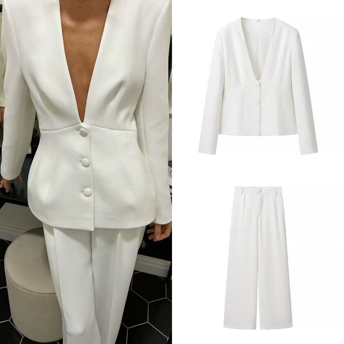 Herr Fritidsbyxor Set med Jacka Långärmad Polyester-2