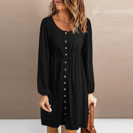 Kvinna Off-Shoulder Klänning Långärmad Polyester-1