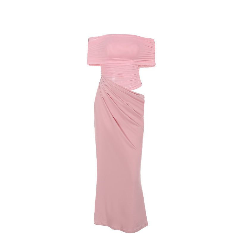 Dam Maxiklänning Off-Shoulder Elastiskt Tyg Draperad 6
