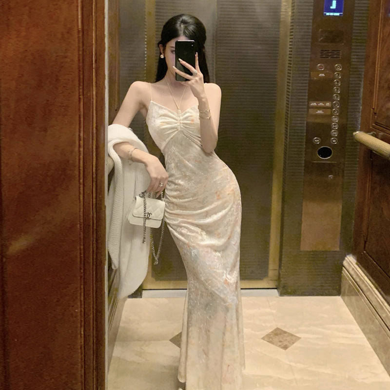 Kvinnors Tvådelad Klänning V-ringning Ärmlös Högkvalitativt Tyg-4