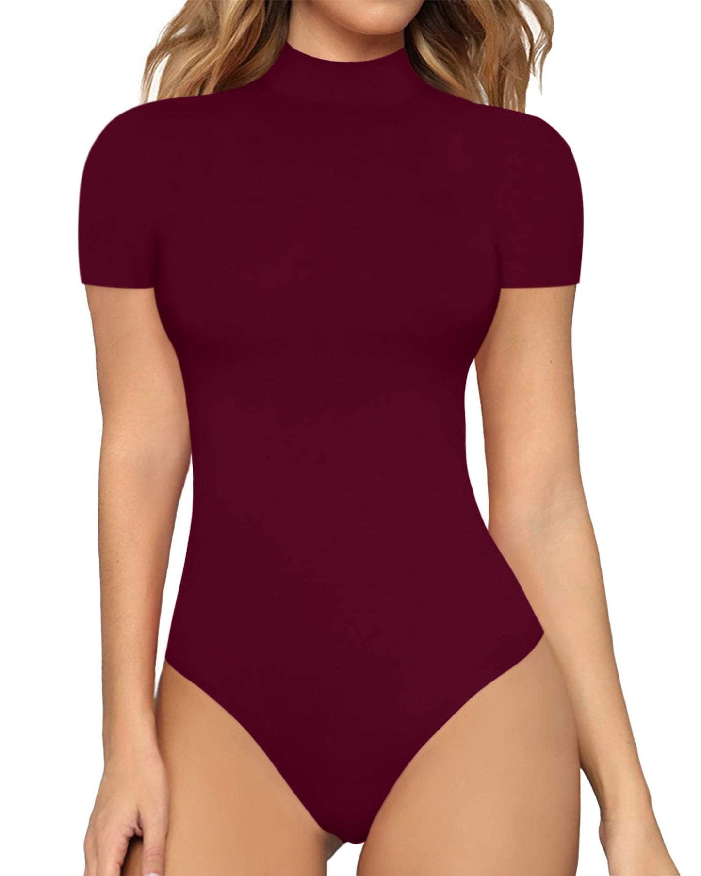 Dam Bodysuit Hög Midja Trekvartsärmar Elastisk Blandning-6
