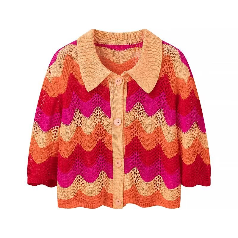 Dam Skjorta Kortärmad Färgblock Polyester-1