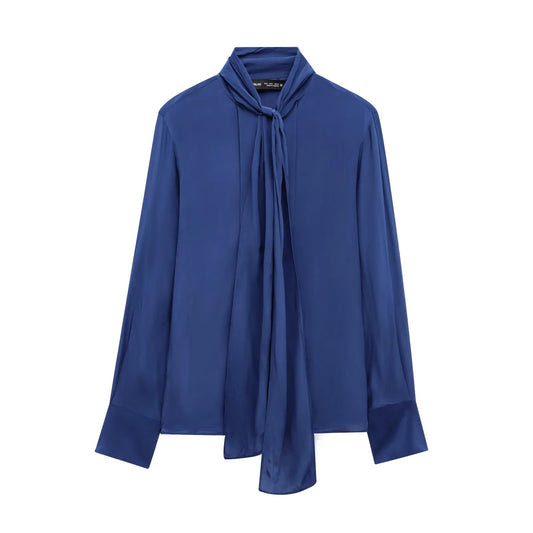 Dam Blus Slingdesign Mjuk Tyg LĂ„ng Ărmar V-hals-1