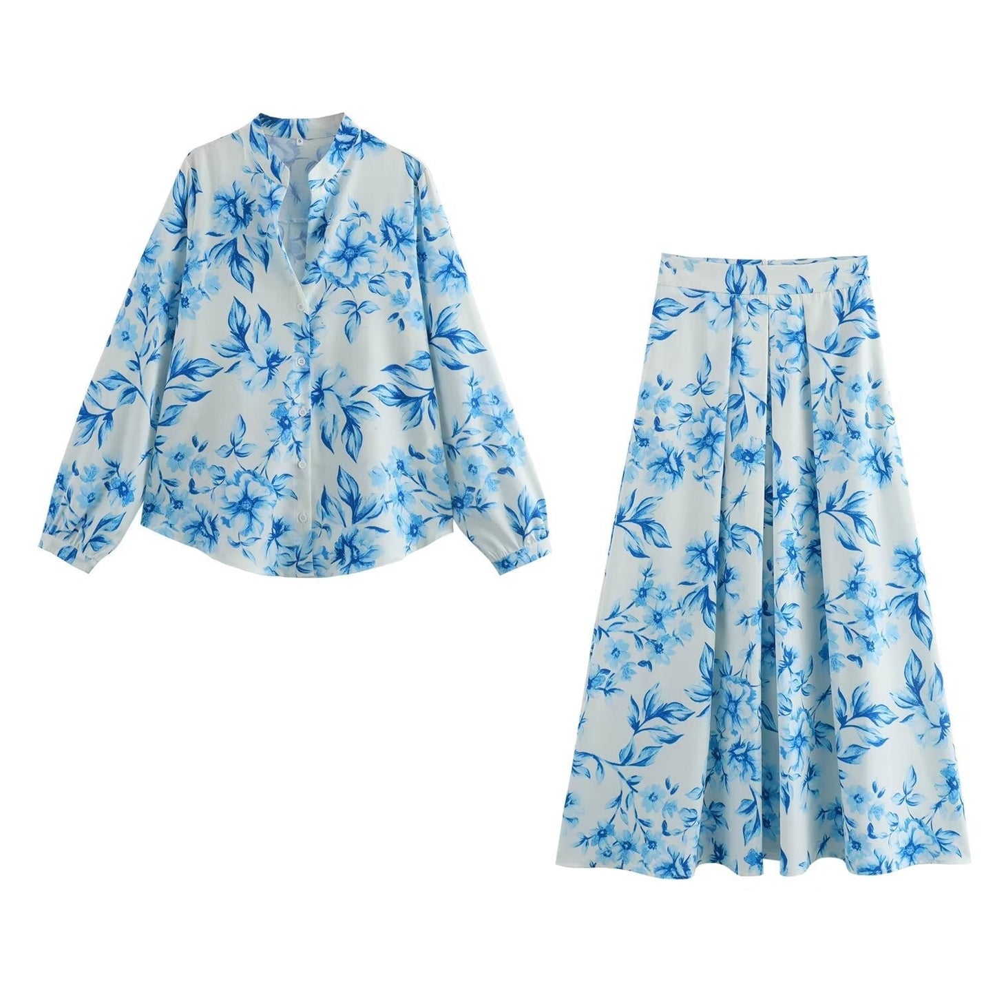 Variant image for Damkläder Skjorta Halvlängd Kjol Sättning Långa Ärmar Polyester-21