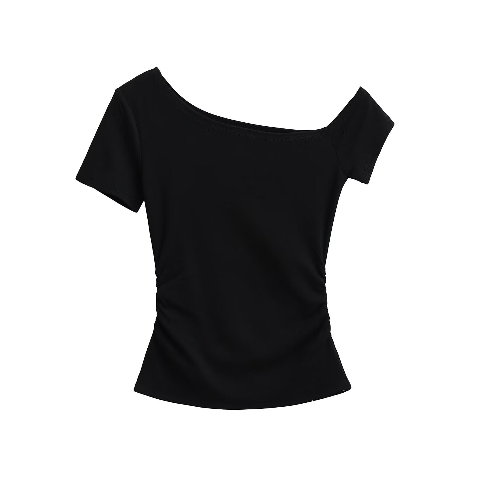 Snygga Damtoppar med Asymmetrisk Halsringning – Elastisk och Andningsbar Topp för Avslappnade och Eleganta Outfits 5