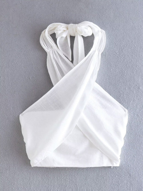 Dam Kort Rörskamisol Snörning Bomull-1