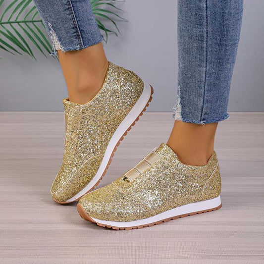 Dam Sneakers Monokrom Avslappnad Bomull PU-1