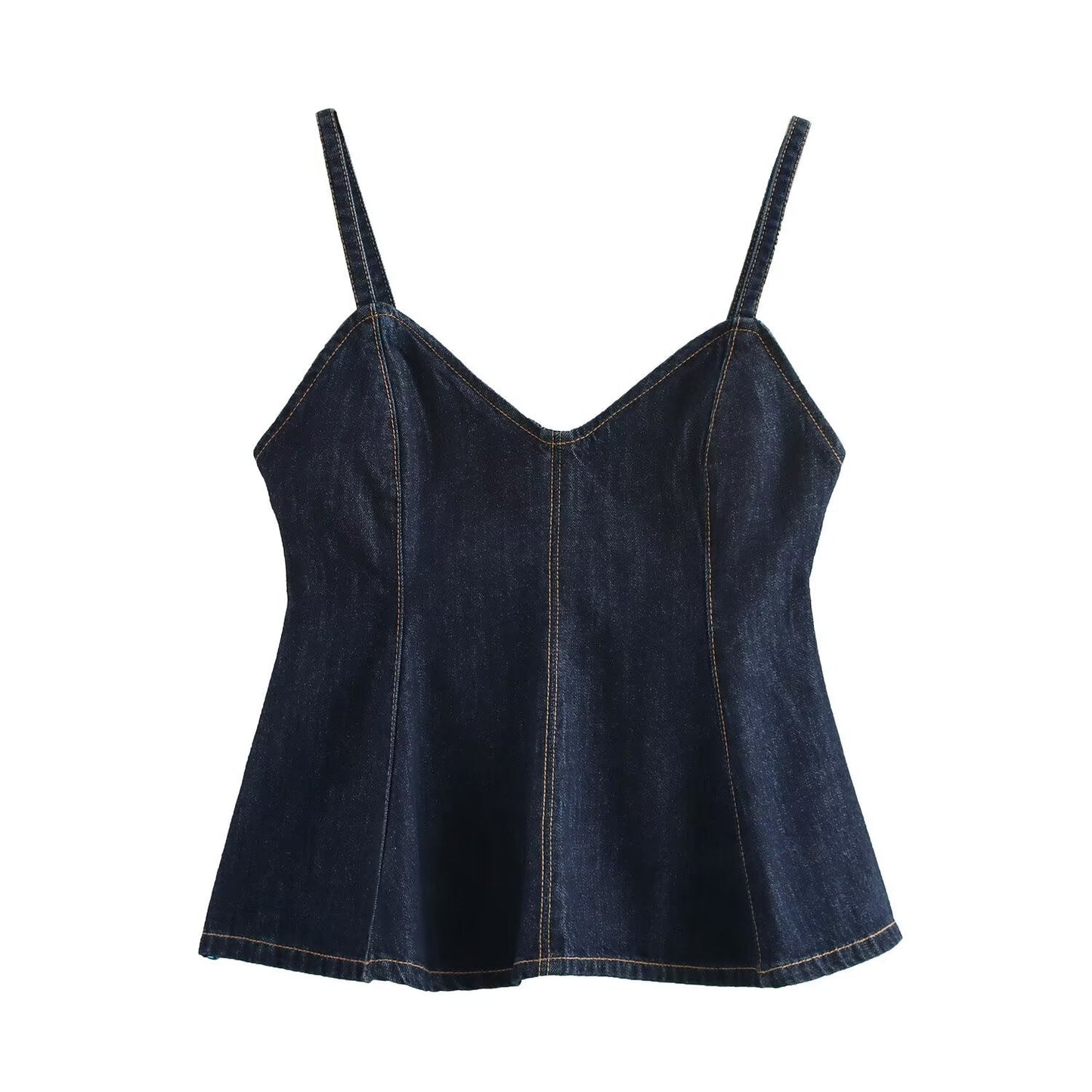 Dam Cami Top Spaghetti Band Denim-1