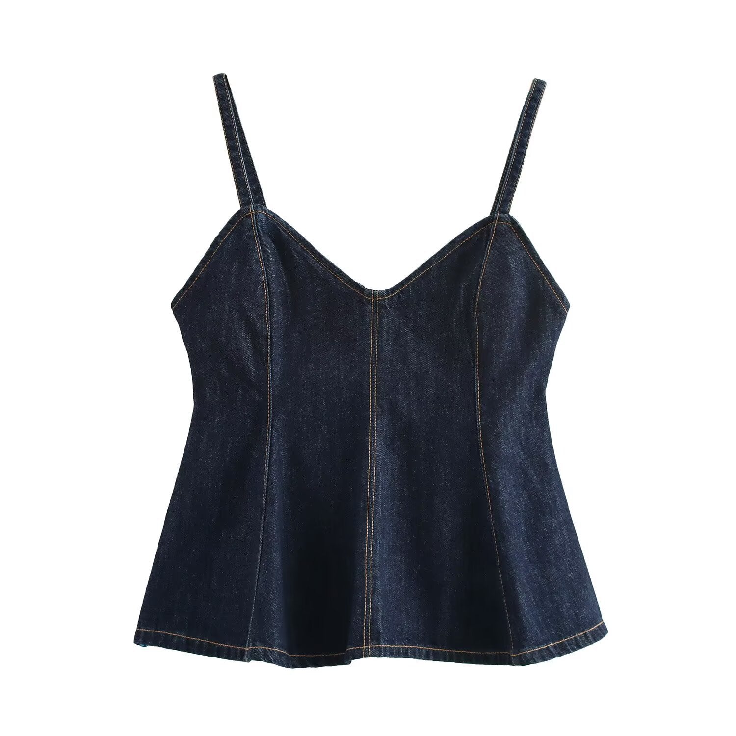 Dam Cami Top Spaghetti Band Denim-1