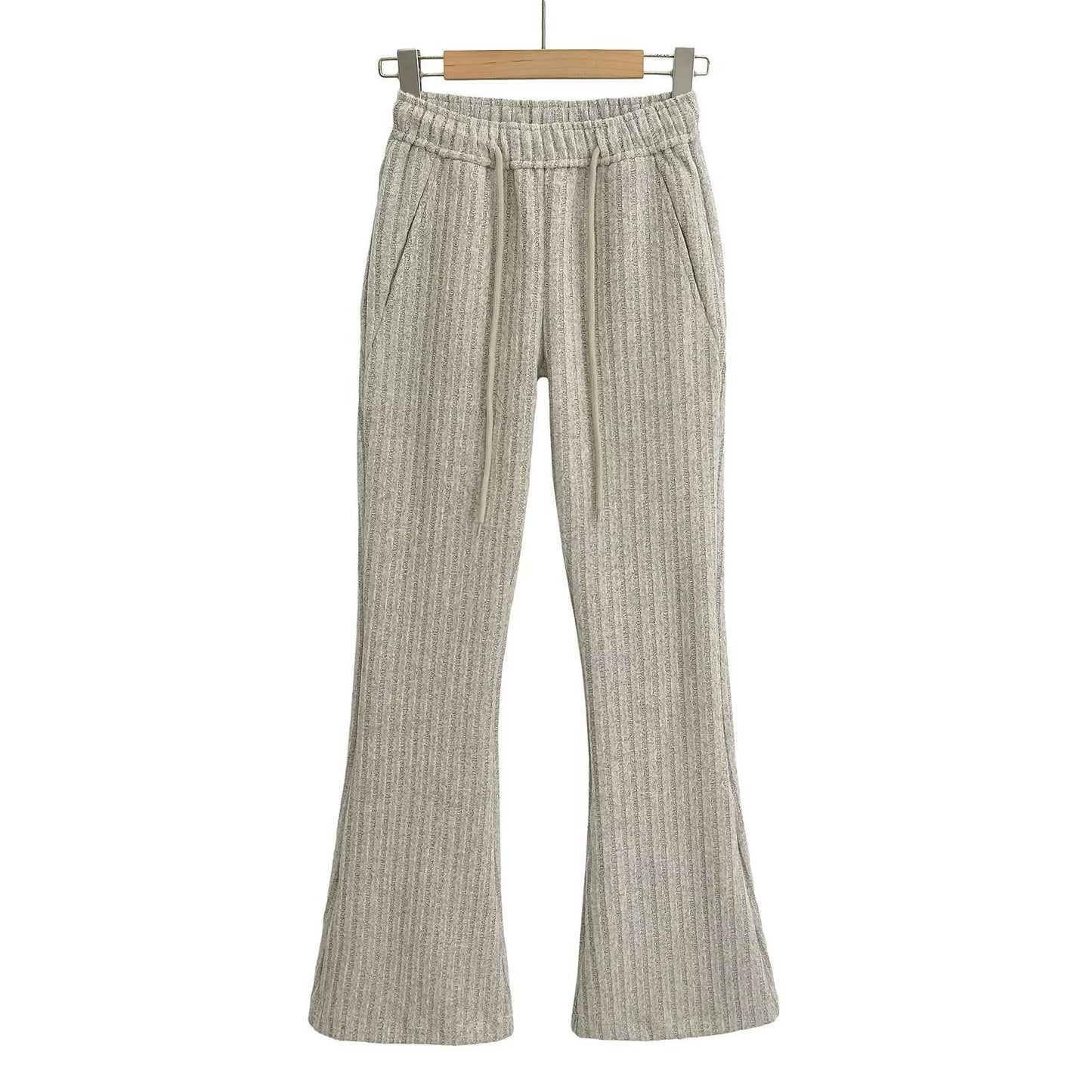 Kvinnors Bootcut Byxor Elastiskt Midjeband Stripmönster-3