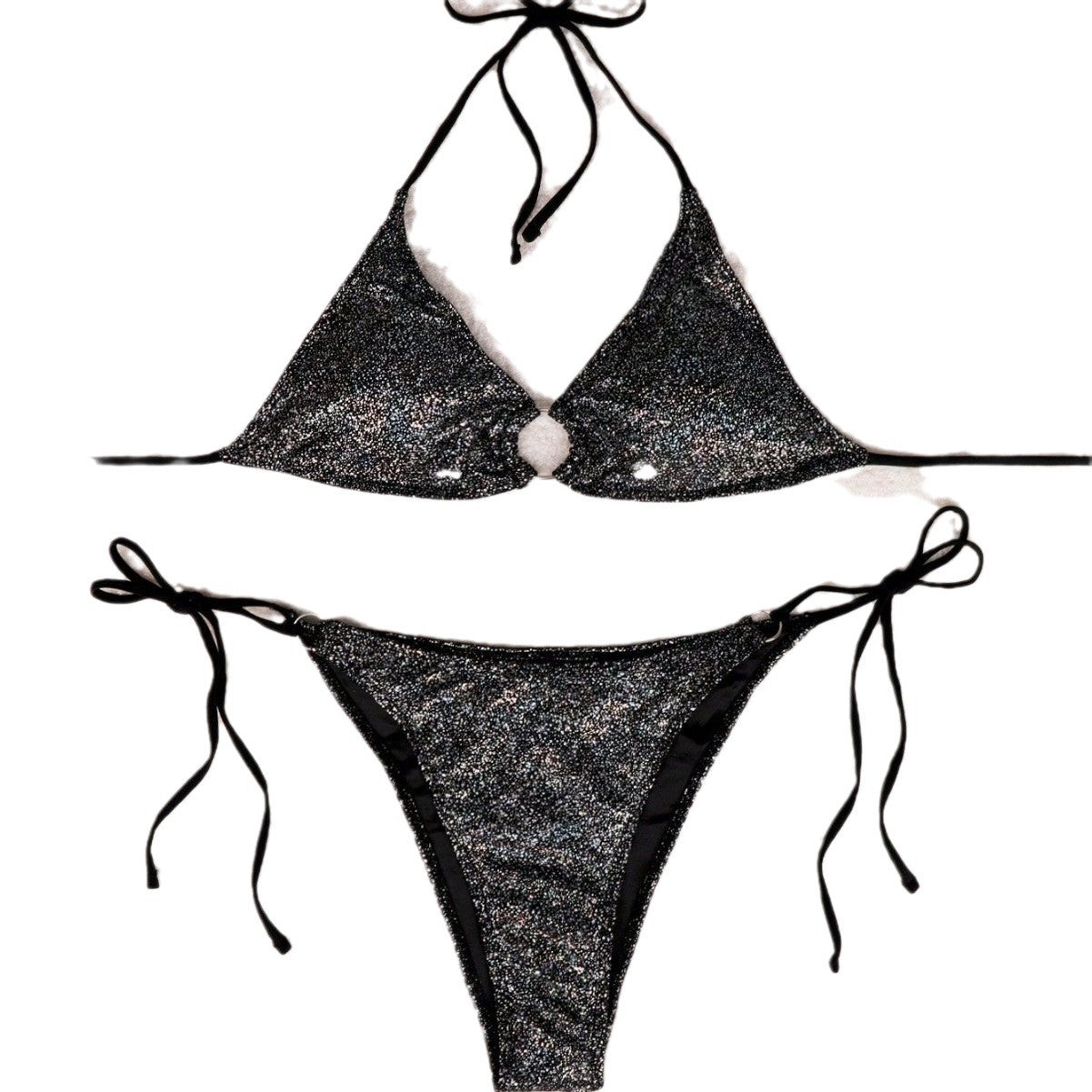 Kvinnors Bikiniuppsättning Justerbara Snören Glittrande Paljetter Mjukt Elastiskt Tyg 6