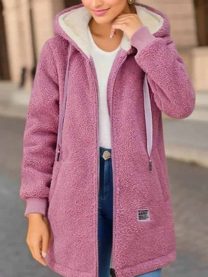 Dam Hoodie Fleece Trendig Vinterstil-5