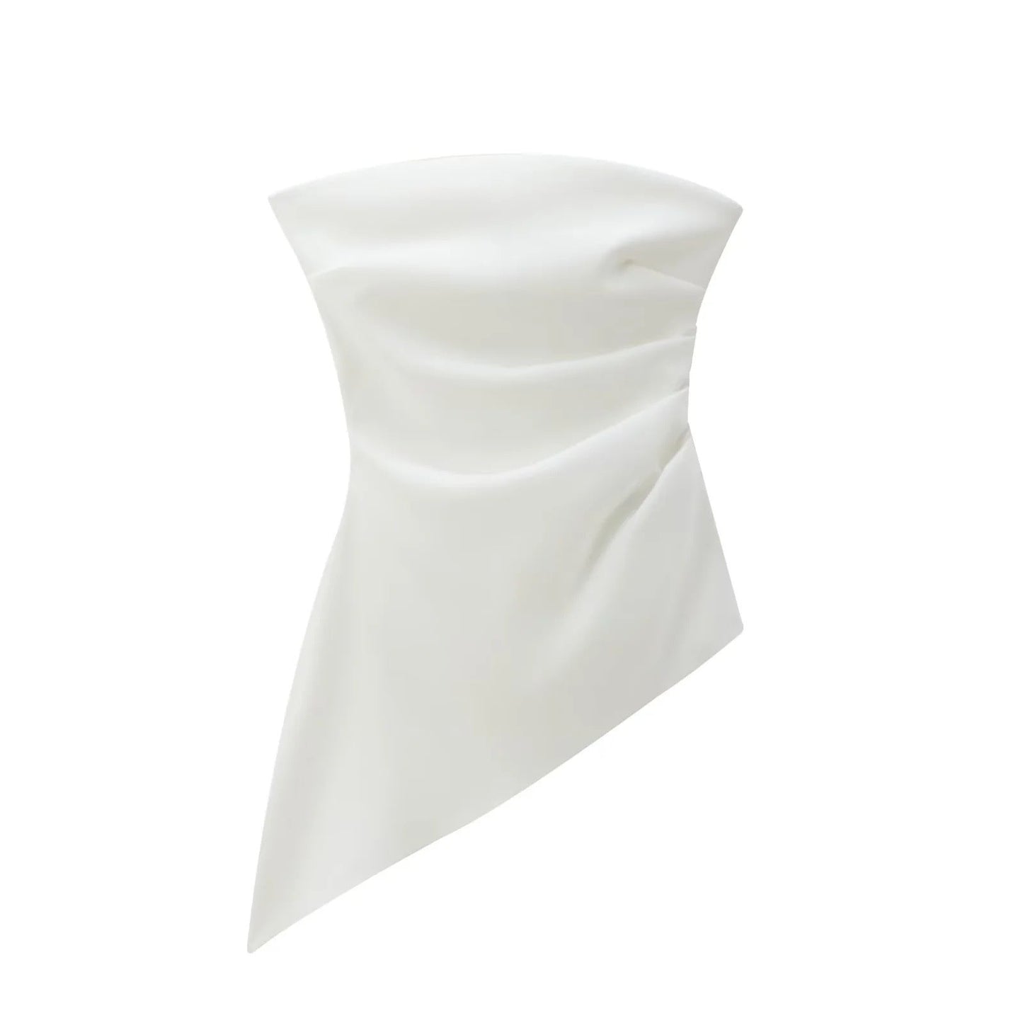 Dam Festtopp Asymmetrisk Draperad Silkeslen Tyg 8
