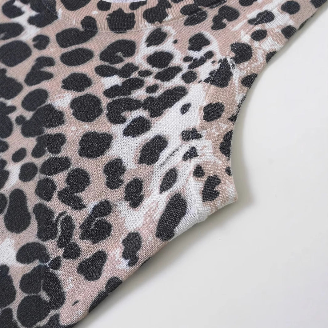 Kvinnors Ärmlös Topp Leopardmönster Andningsbart Material 4