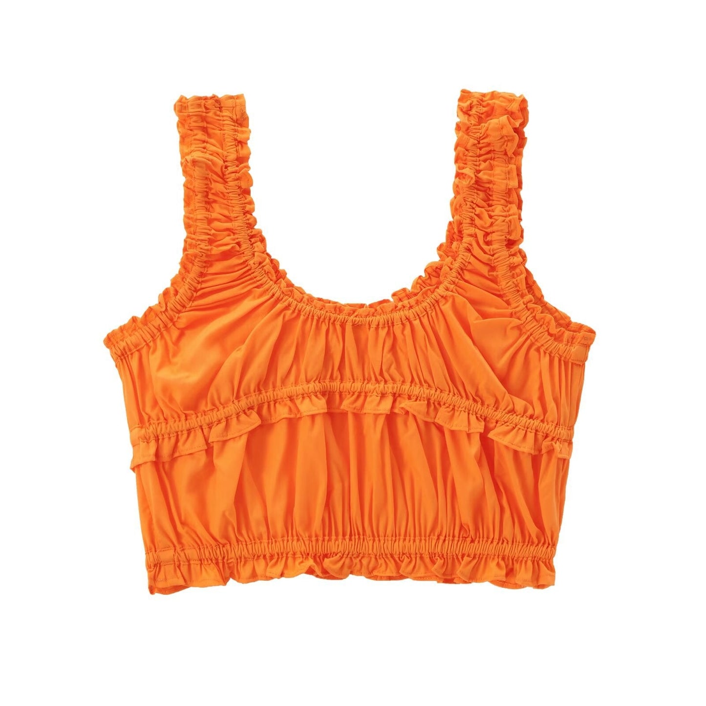Festtoppar Dam Rynkad Polyester Trendig Spaghetti Top-5