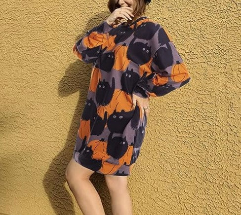 Dam Skjorta Långärmad Höstmotiv Bomullsblandning-3