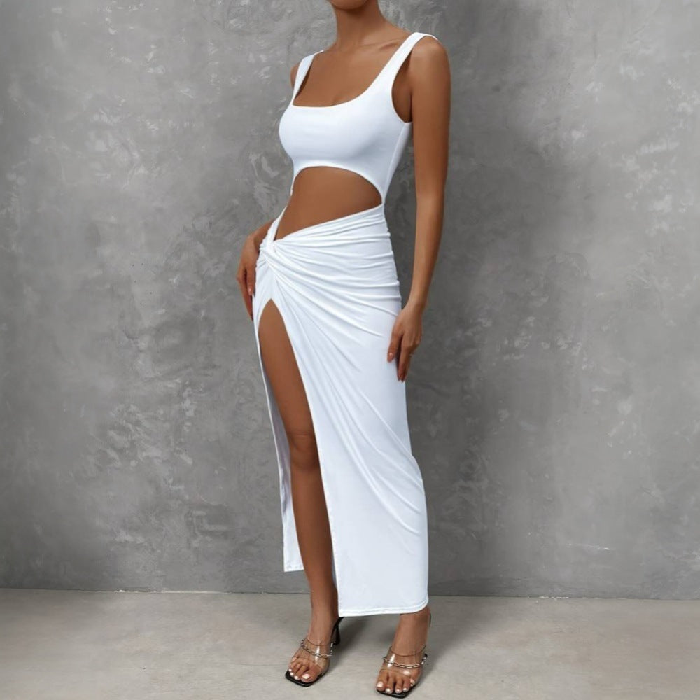 Dam Klänning Midi Minimalistisk Design Högkvalitativt Tyg-5