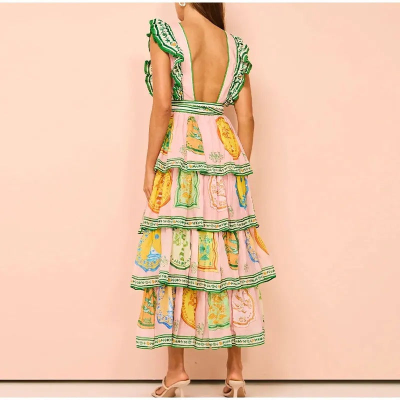 Dam Maxiklänning Voluminösa Ruffles Lätt Tyg 2