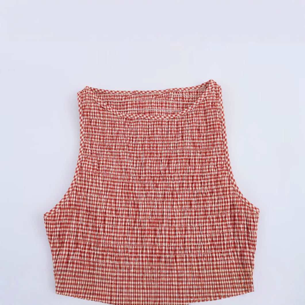 Kvinnors MIDI Klänning Rutig Ärmlös Polyester A-linjeform 2