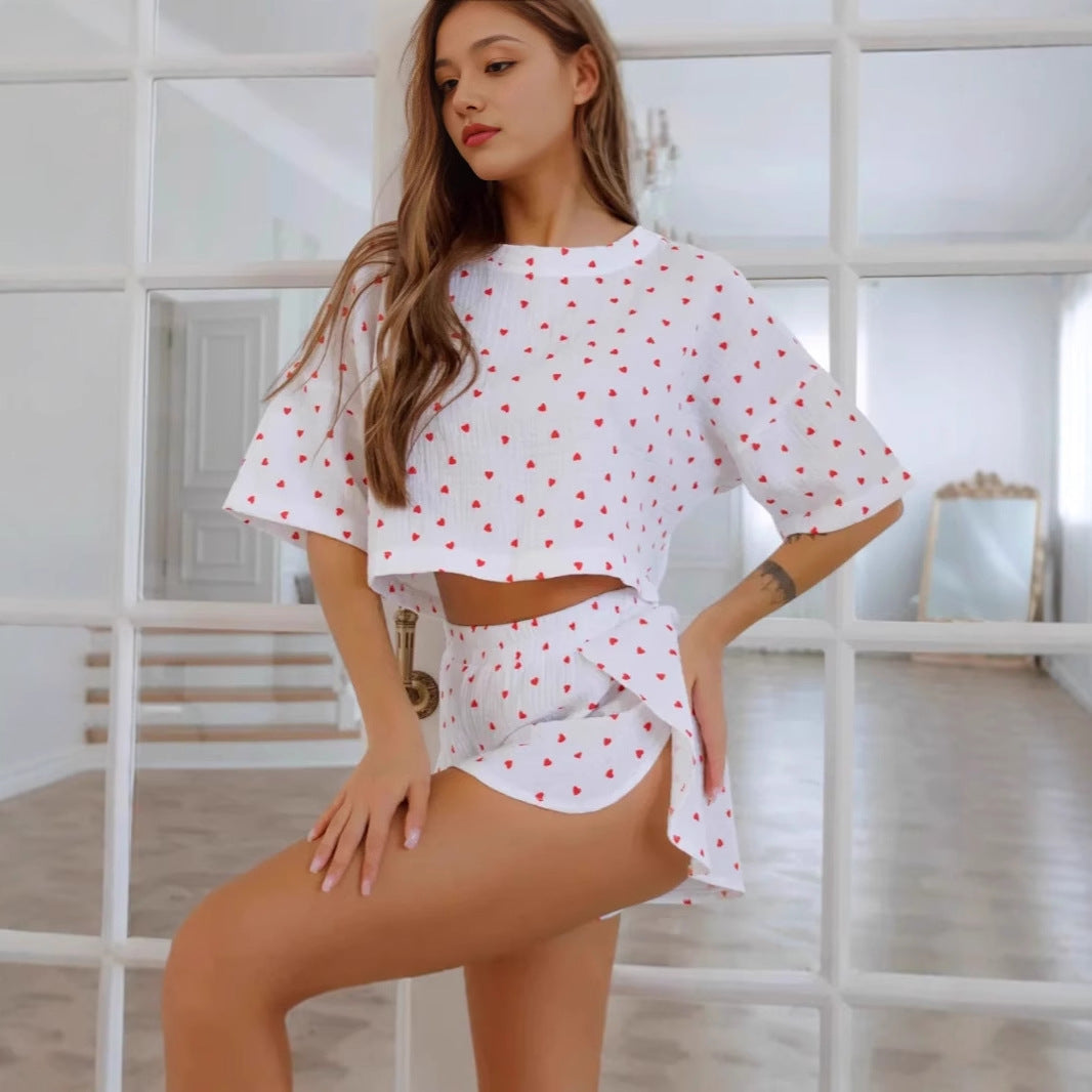 Kvinnors Tvådelad Högdräkt Kortärmad Bomull-3