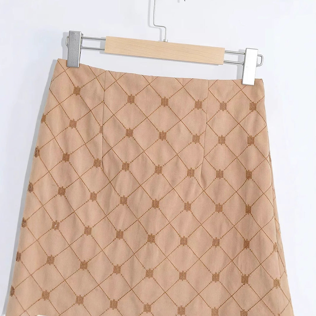 Dam Kjol Strukturerat Mönster Högkvalitativt Tyg-4