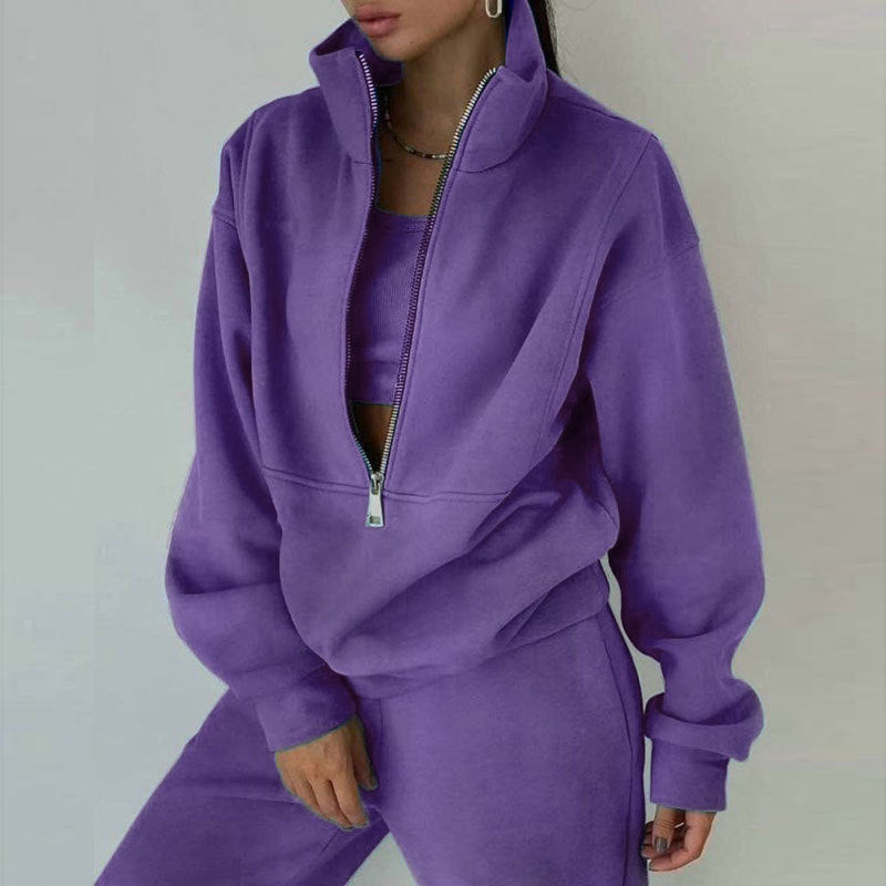 Variant image for Kvinnors Sport Set Fleece med Långa Ärmar och Dragkedja-34