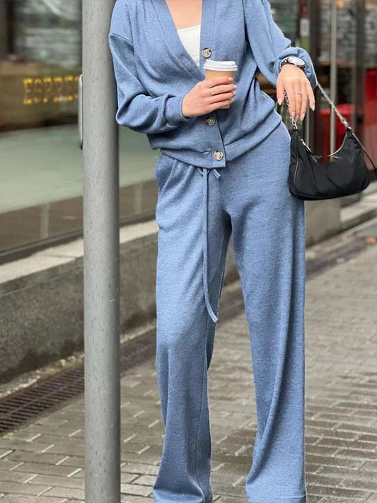Mjukis Set Herr Avslappnad Cardigan och Sweatpants i Organisk Bomull-1
